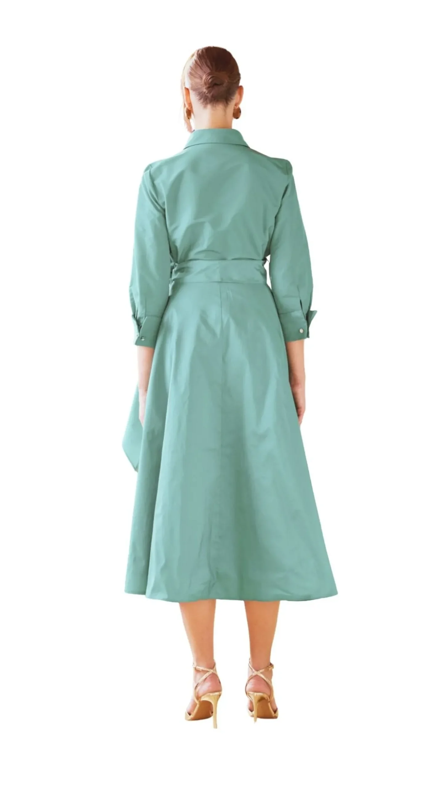 Aqua Blue Taffeta Shirt Dress