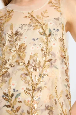 Barika Gold Sheer Dress