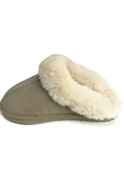 Beige Cream Luxury Sheepskin Wedge Slippers