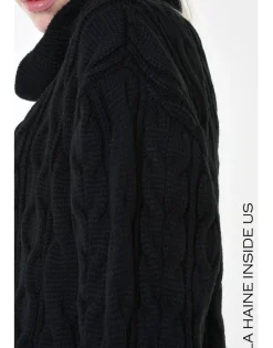 Black Cable Knit Rollneck Sweater