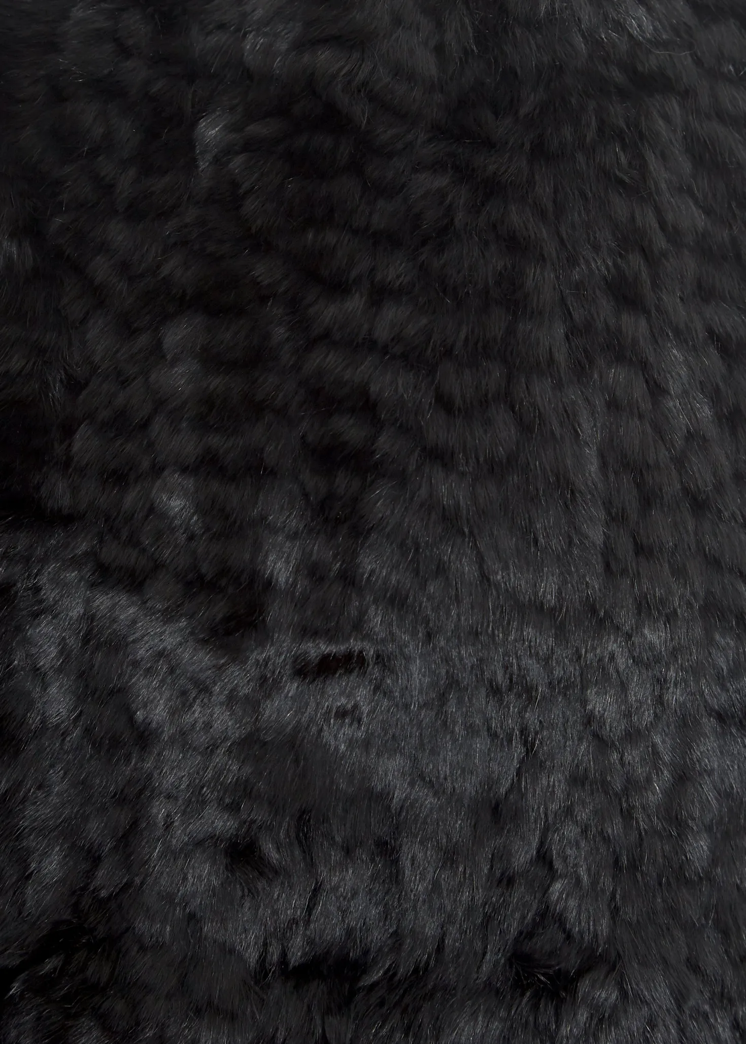 Black Knitted Rex Rabbit 'Loop' Luxury Fur Scarf