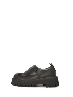 Black Leather Chunky Loafers