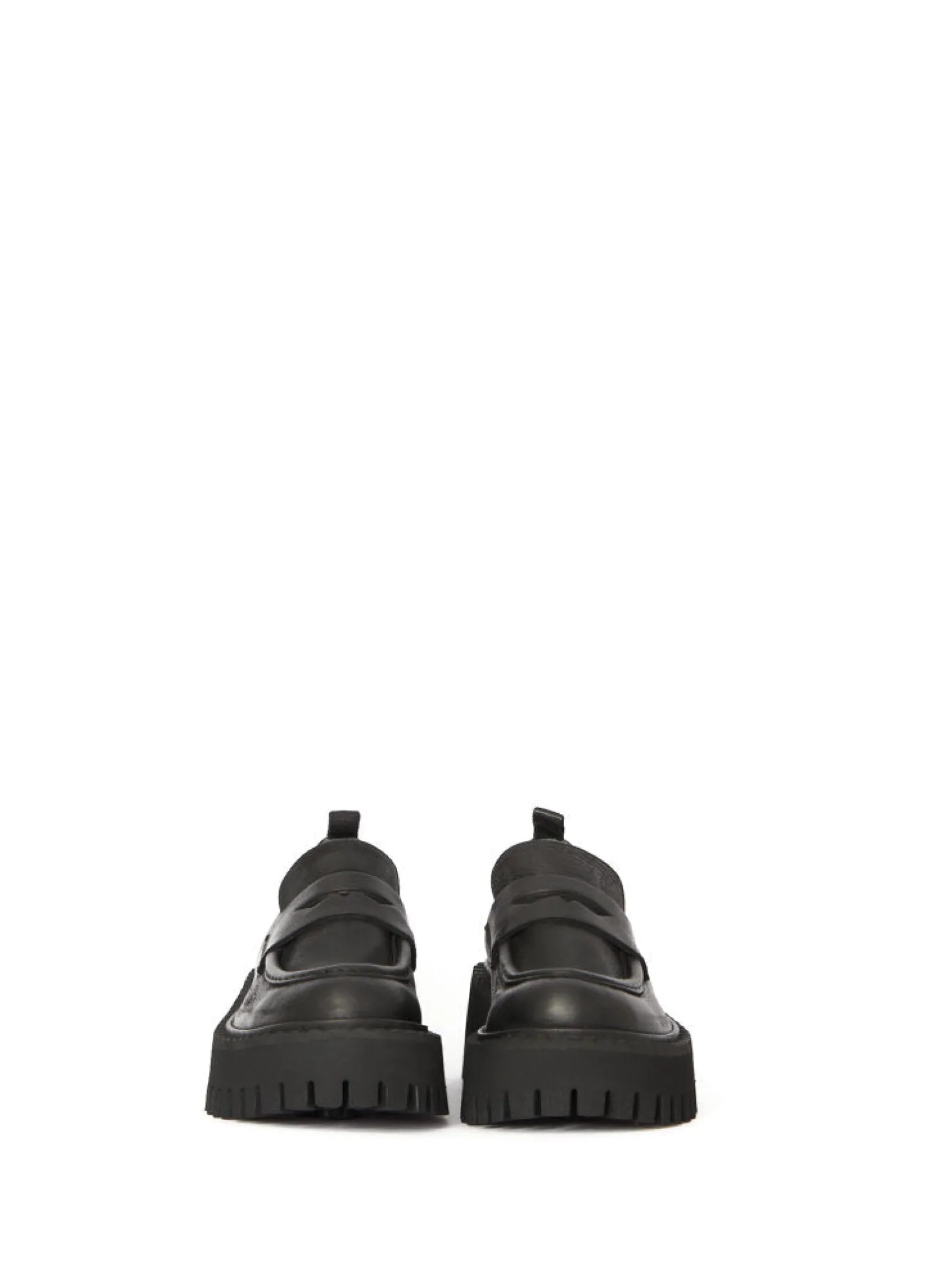 Black Leather Chunky Loafers