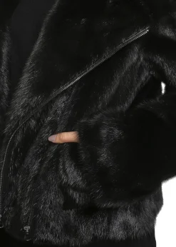 Black Mink Biker Jacket