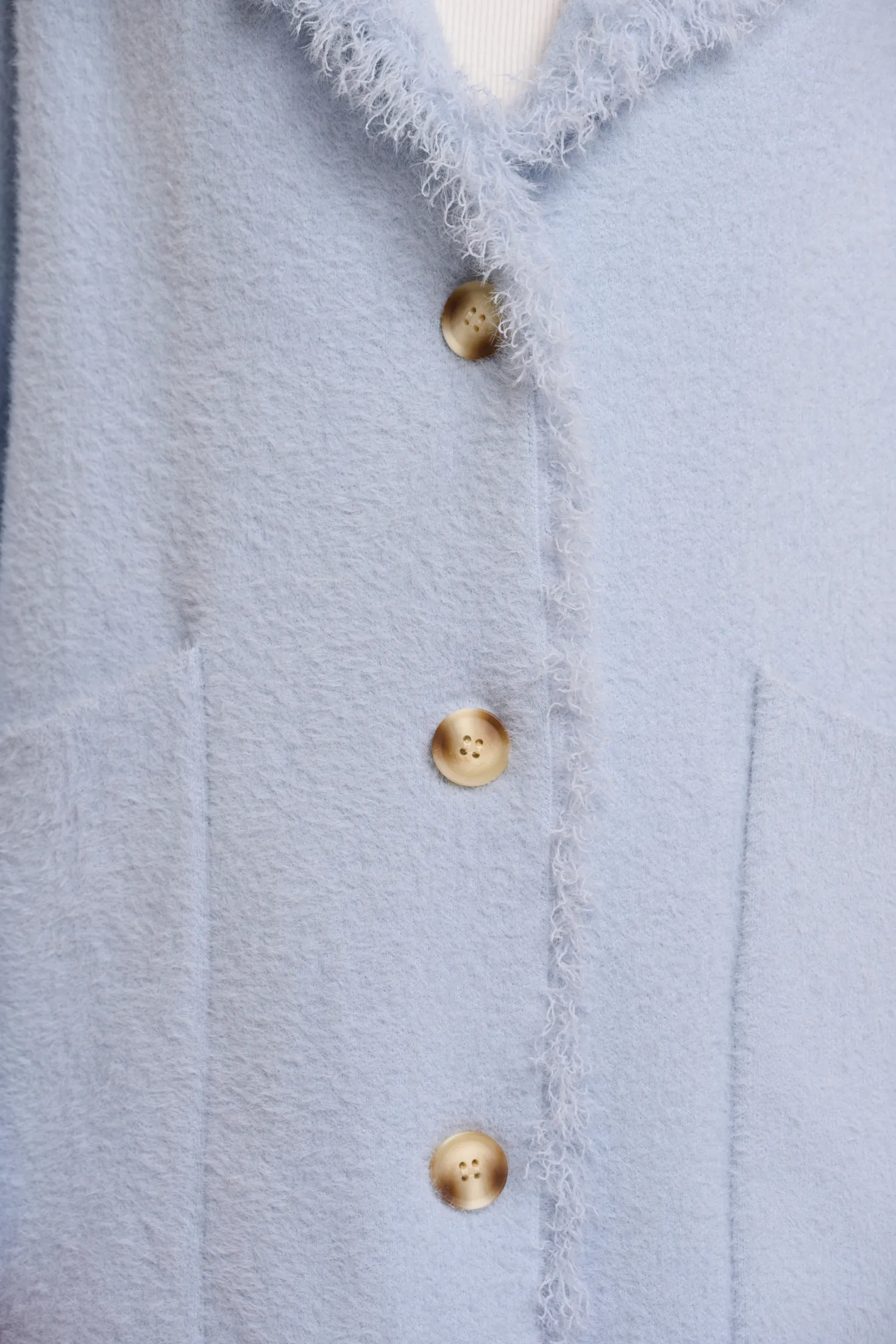 Catena Fringed Coat in Light Blue