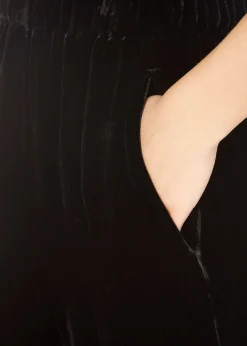 'Dennie' Black Silk Velvet Trousers