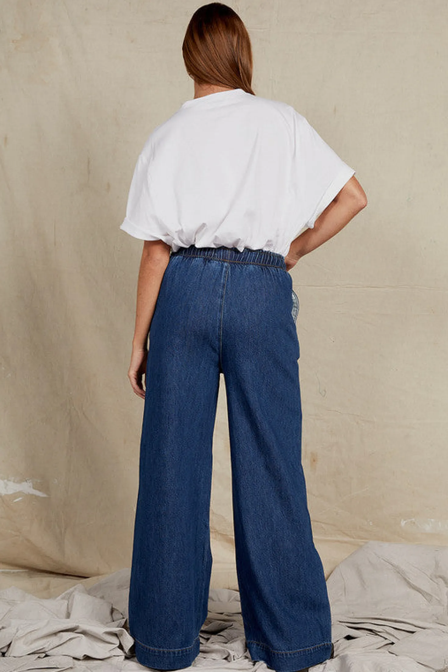 Elastic Waist Denim Pant