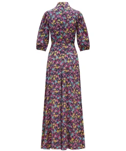 Elena Maxi Dress in Navy Ditsy