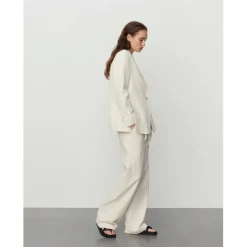 Emile Cream Textured Single Breasted Blazer