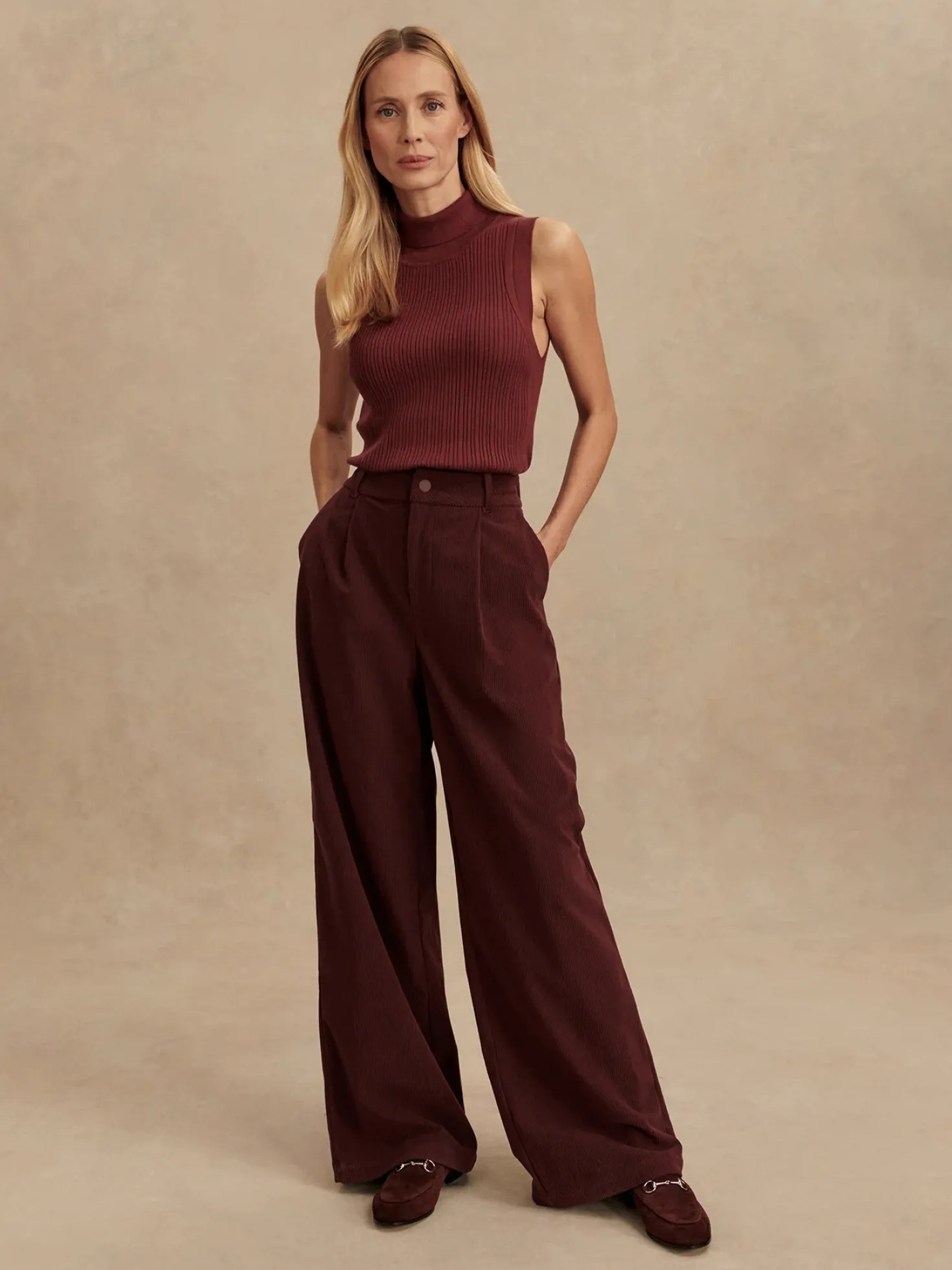 Floris Decadent Chocolate Wide Leg Cord Pant 29.5"