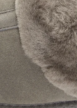 Grey Luxury Sheepskin Wedge Slippers