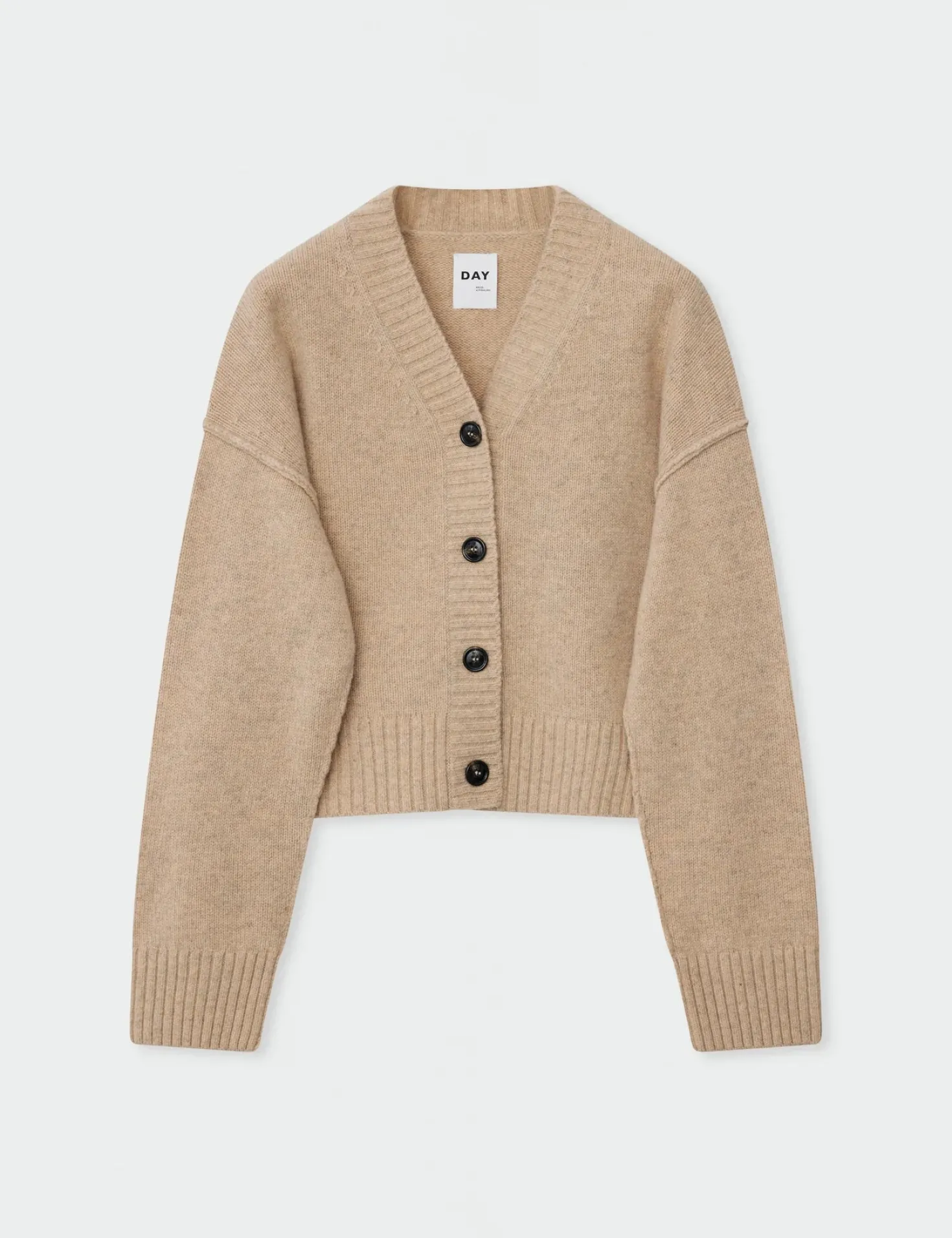 Jordane Almond Melange Wool Cardigan