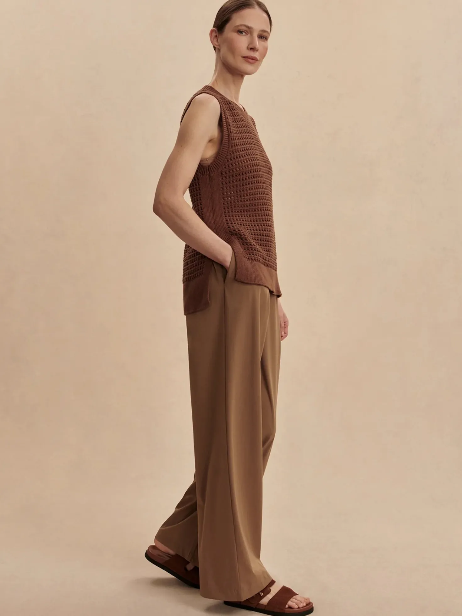 Kayson Taupe Stone Wide Leg Pant 29.5"