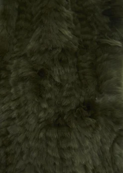 Knitted Rex Rabbit Khaki 'Loop' Luxury Fur Scarf