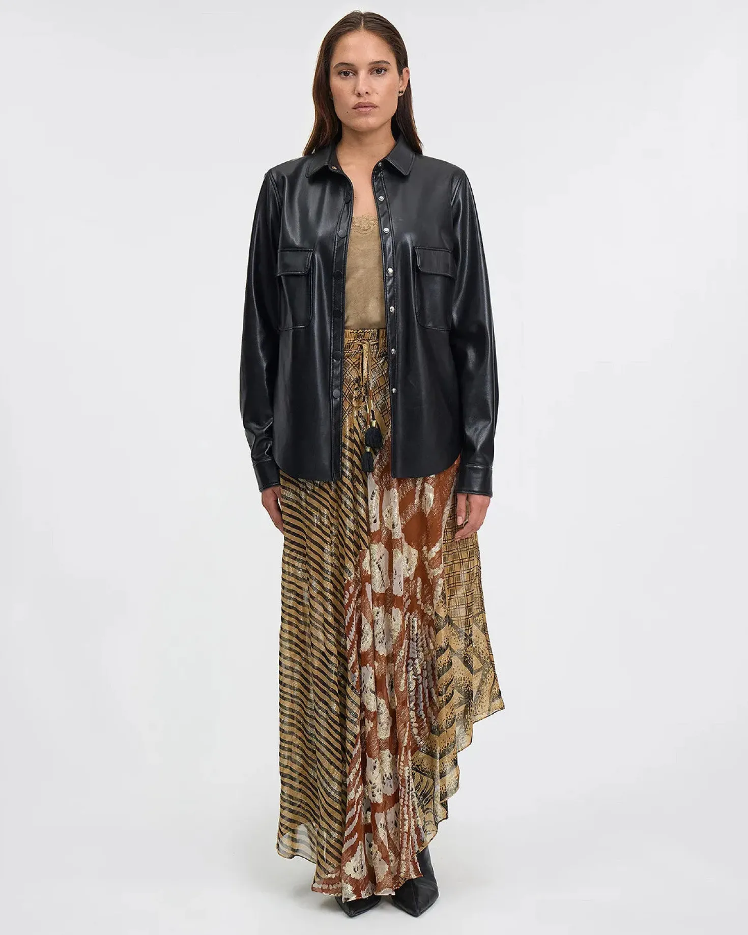 Ladida Caramel Long Print Skirt