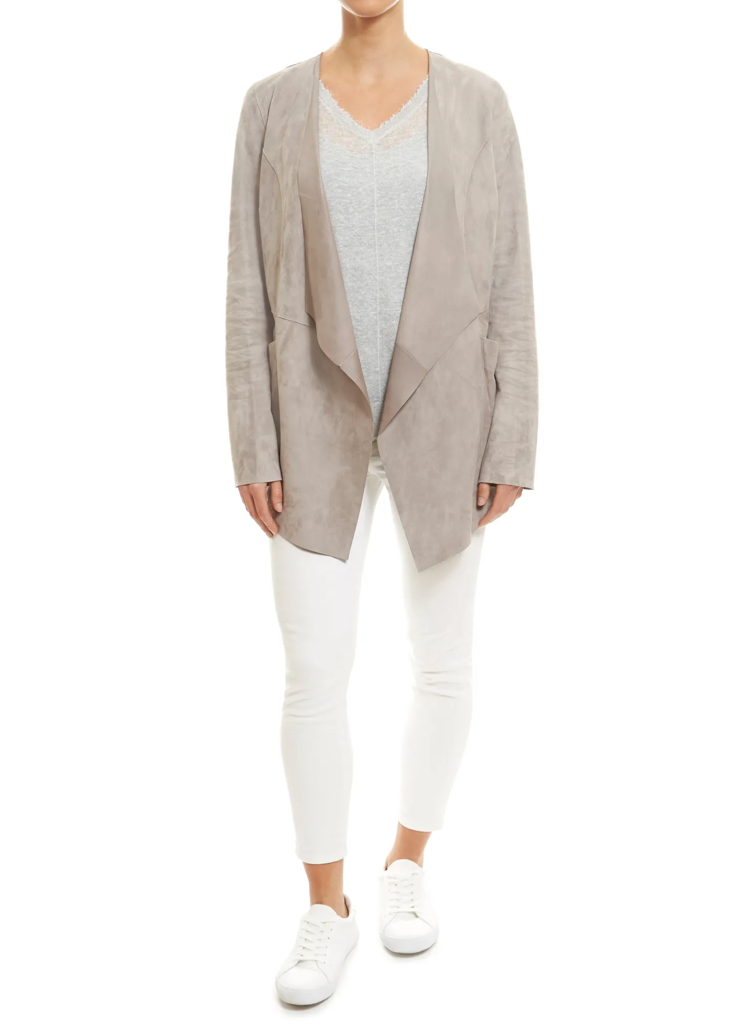 Light Grey Short Suede Jacket