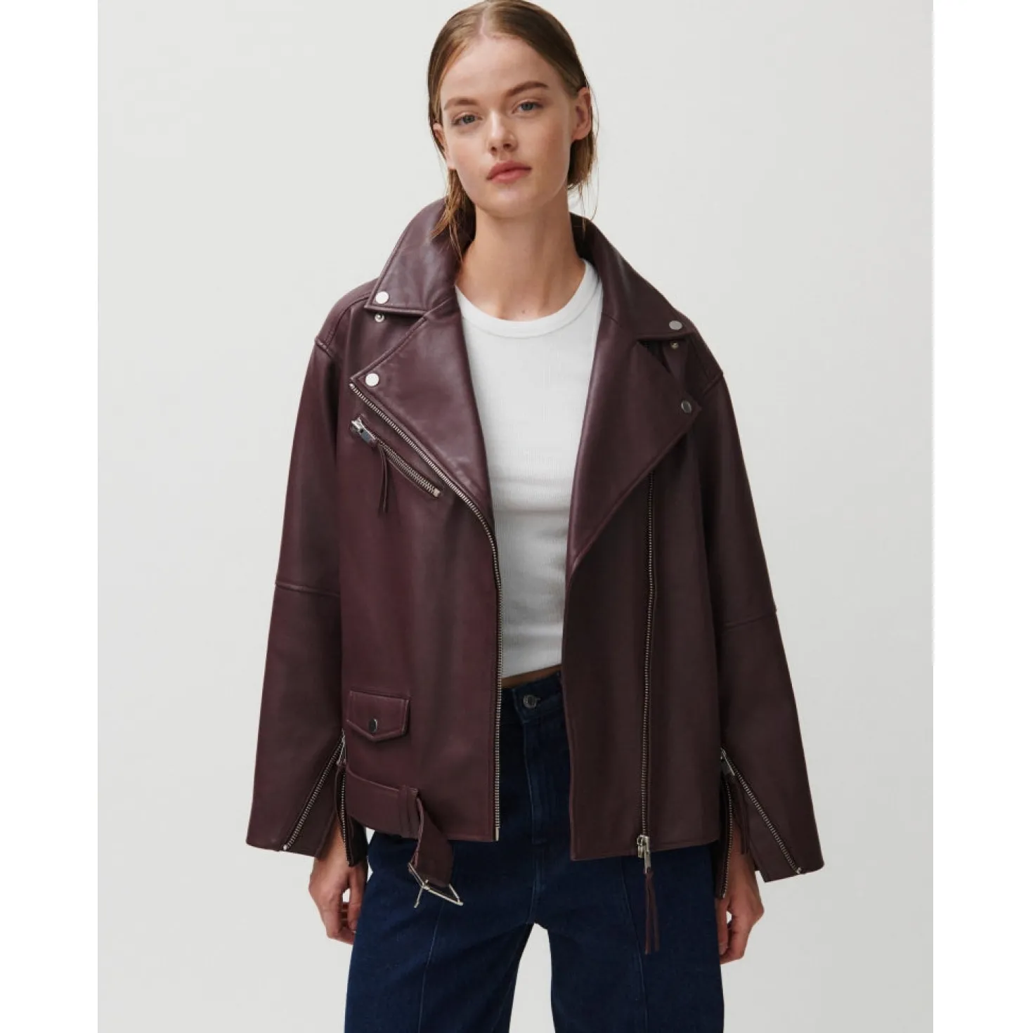 Lotus Leather Jacket in Catawba Grape