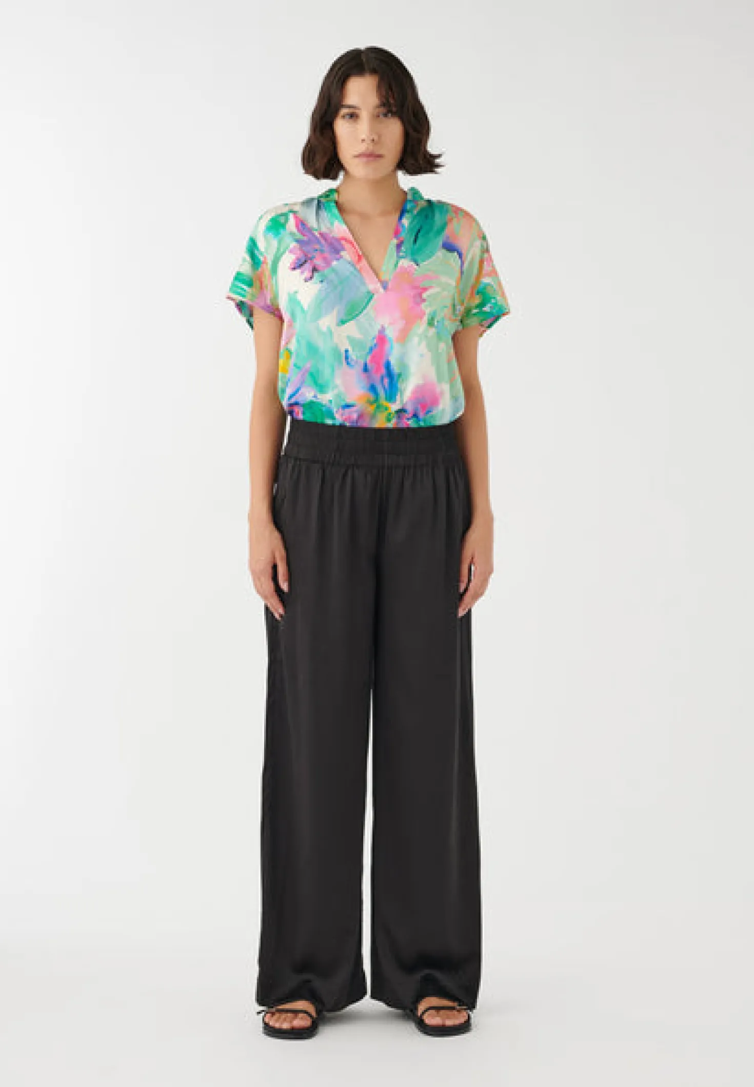 Margo Black Silk Wide Leg Pants