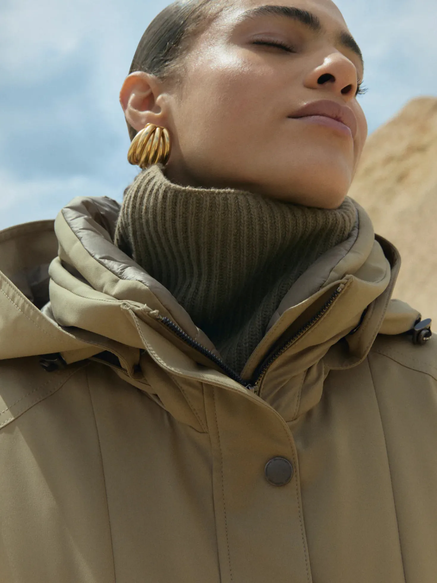 Molly Waterproof Pleated Clay Raincoat