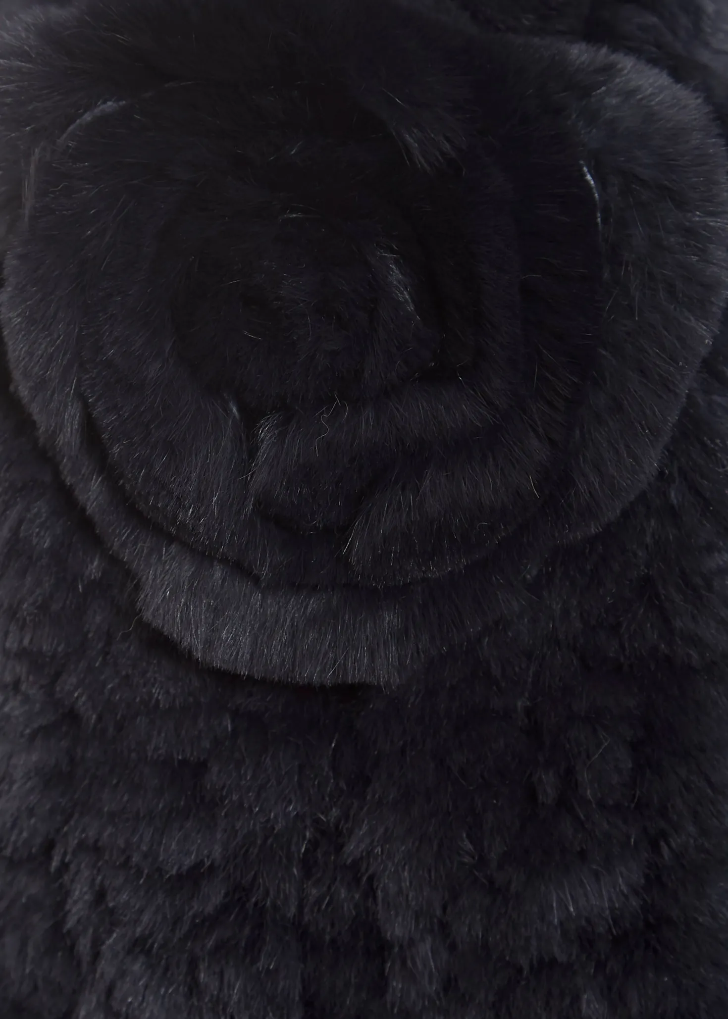 Navy Real Rex Rabbit Fur Rose Scarf