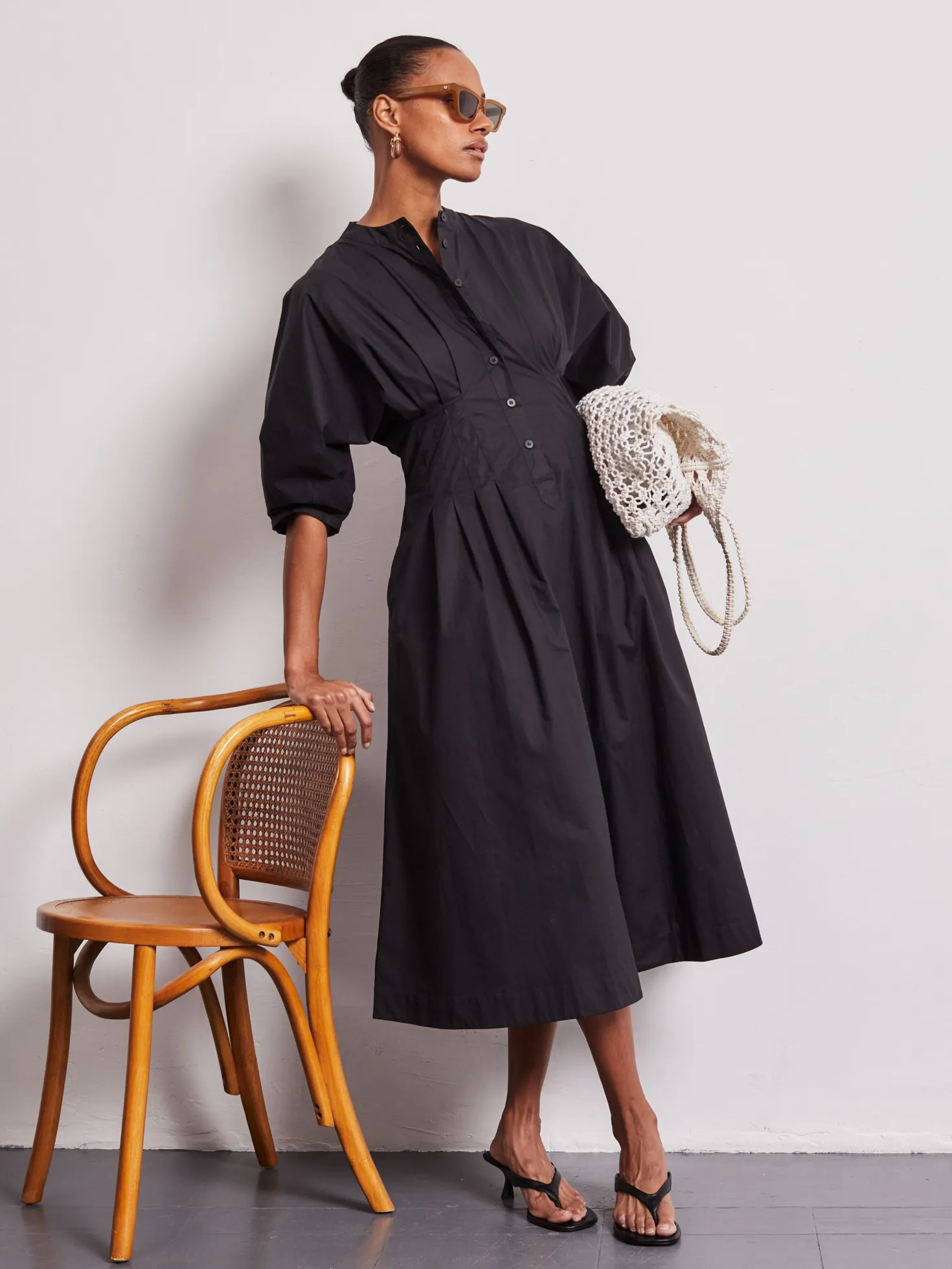 Nova Black Popplin Dress