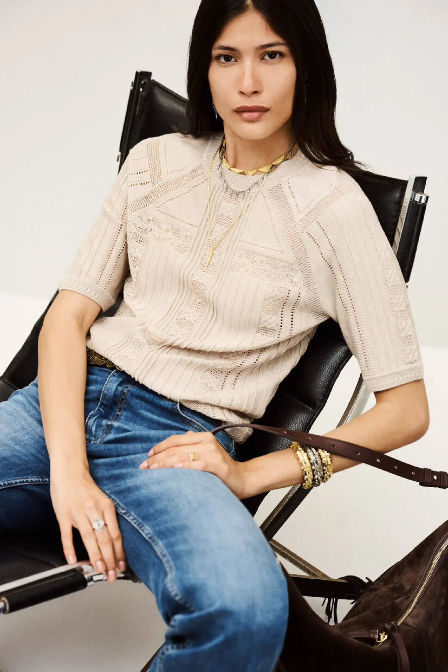 Philo Short Sleeve Beige Pullover