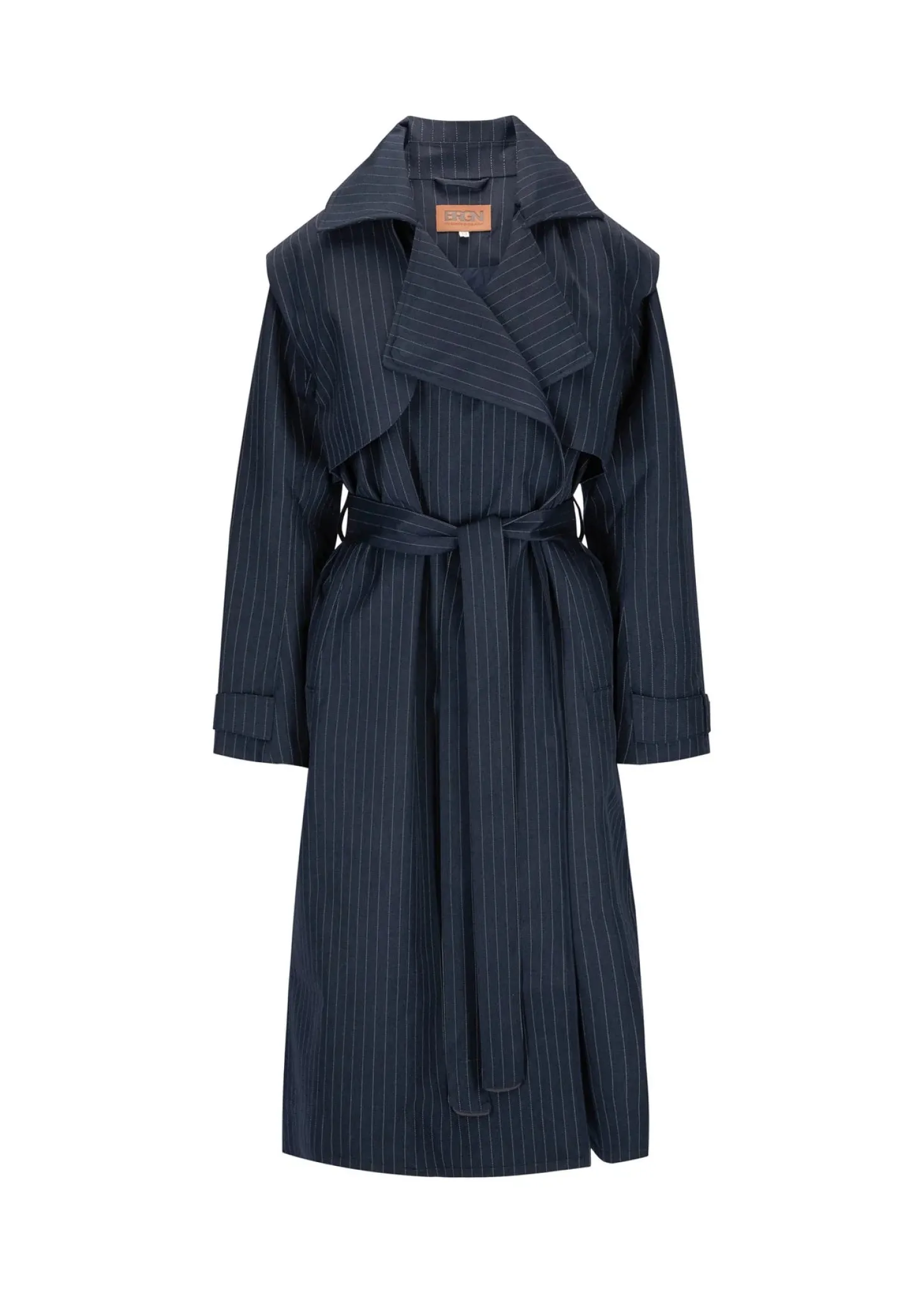 Regndrape Dark Navy Pinstripe Waterproof Trench Coat