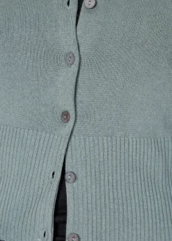 Short Ribbed 'Clay Green' Cashmere Cardigan