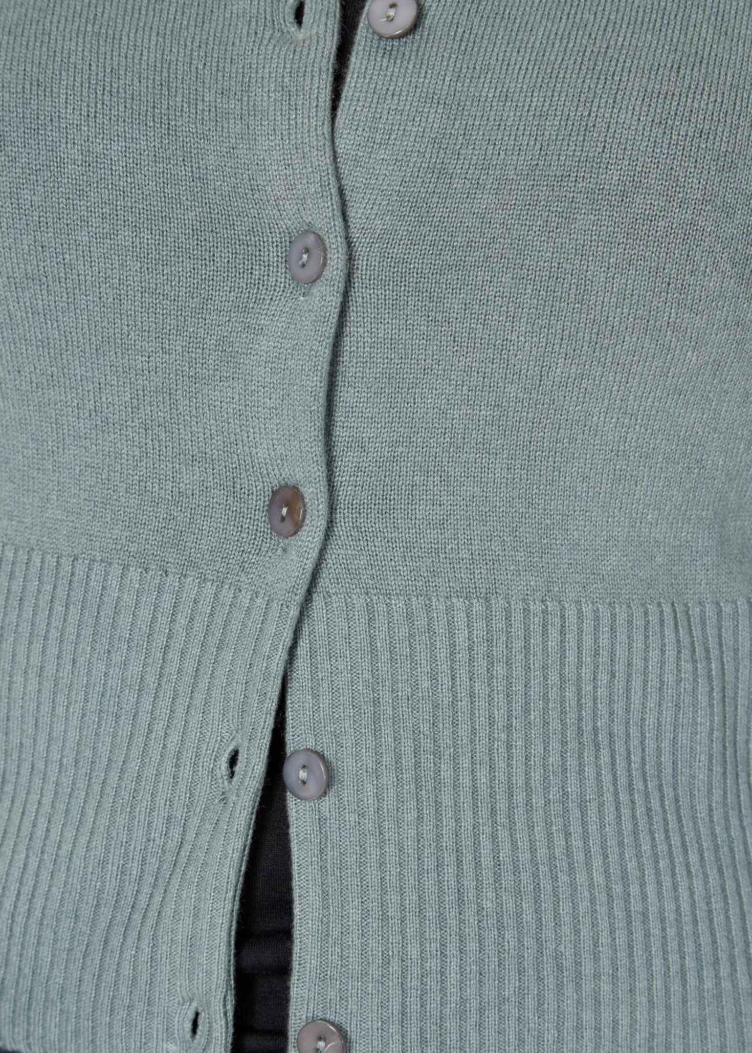 Short Ribbed 'Clay Green' Cashmere Cardigan