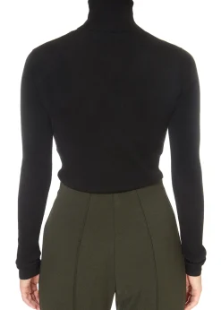 Sierra Merino Black Ribbed Polo Neck