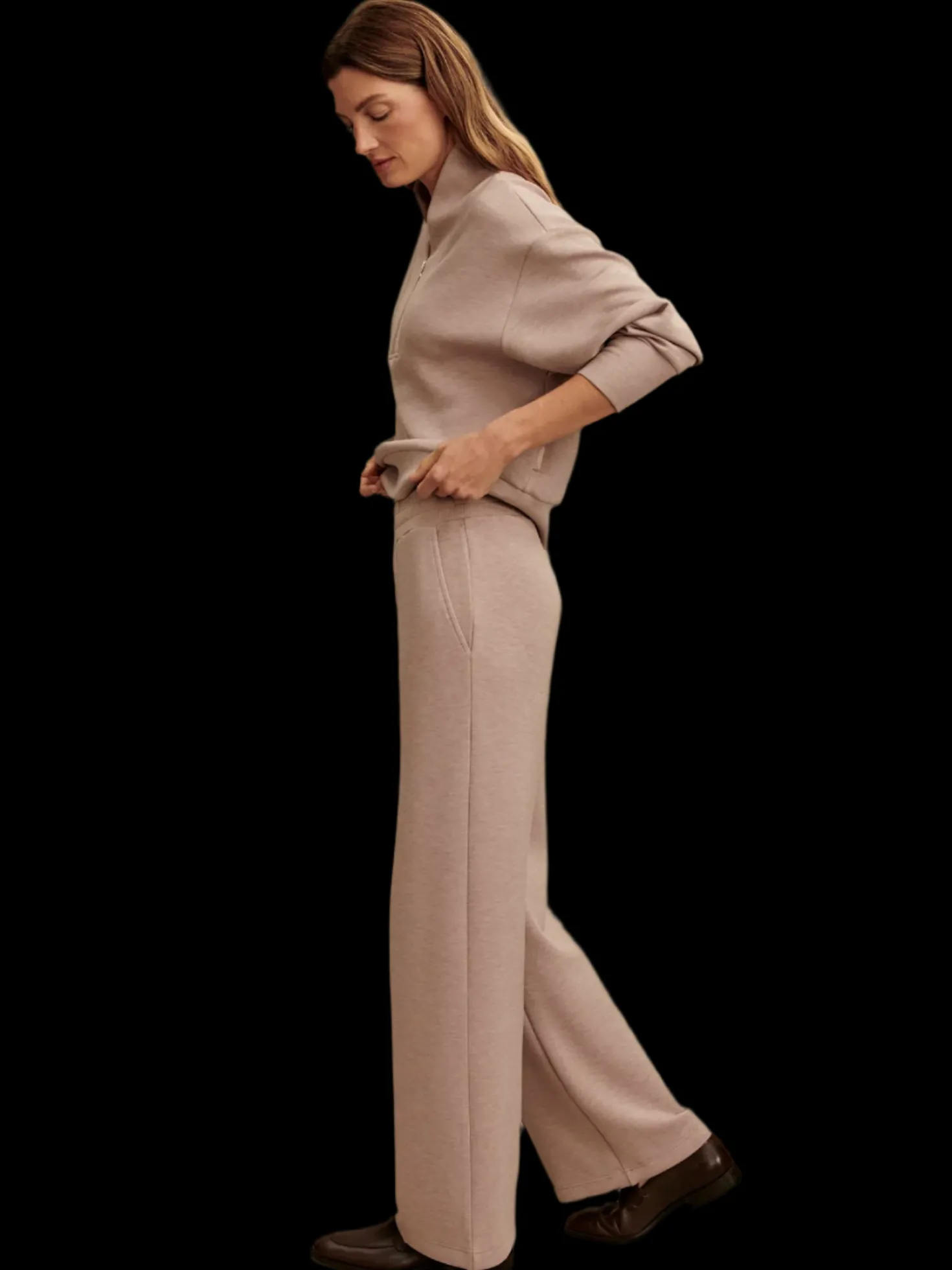 Taupe Marl Wide Leg Pant 30"