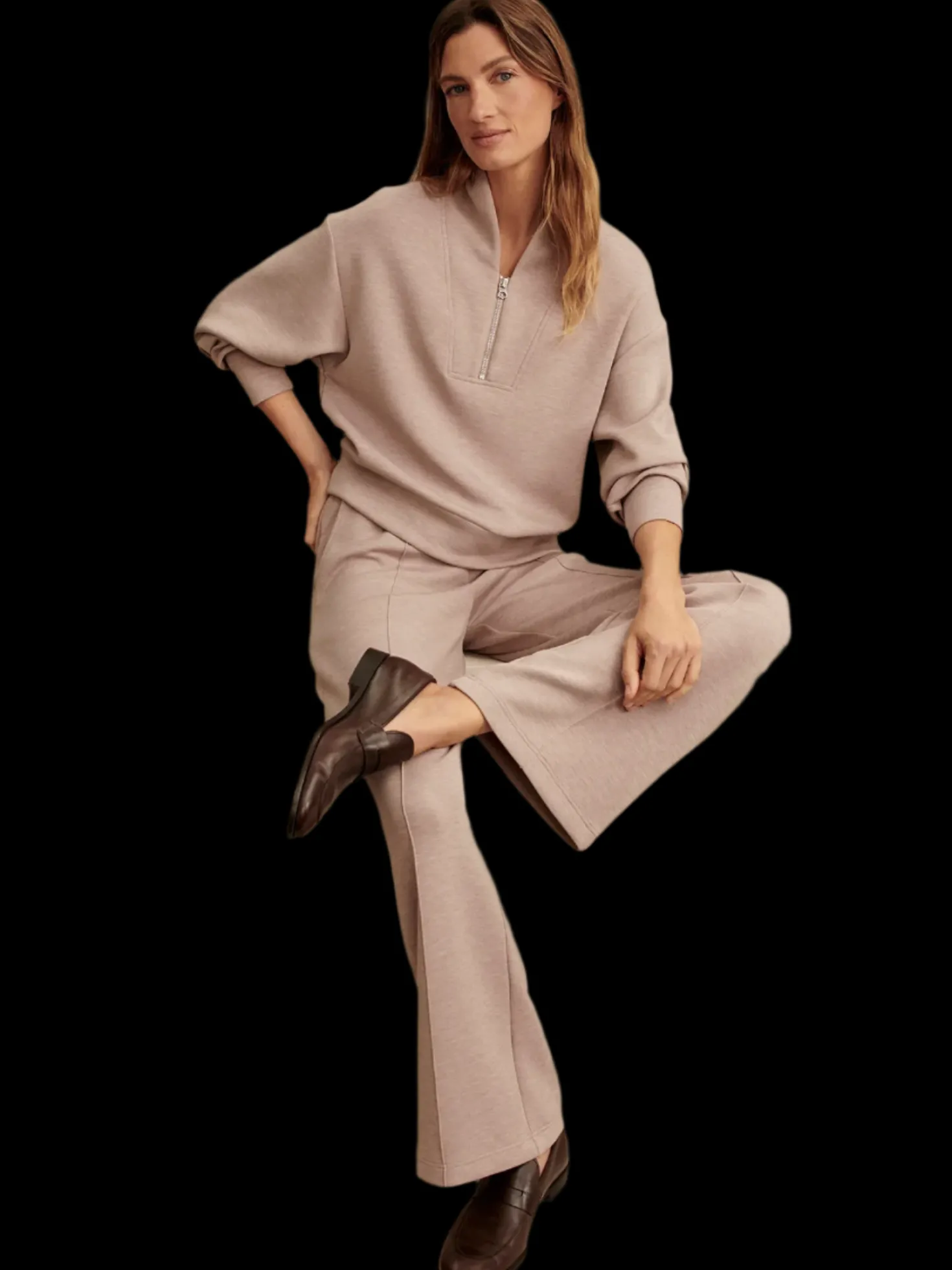 Taupe Marl Wide Leg Pant 30"