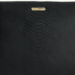 Uber Black Python Clutch Bag