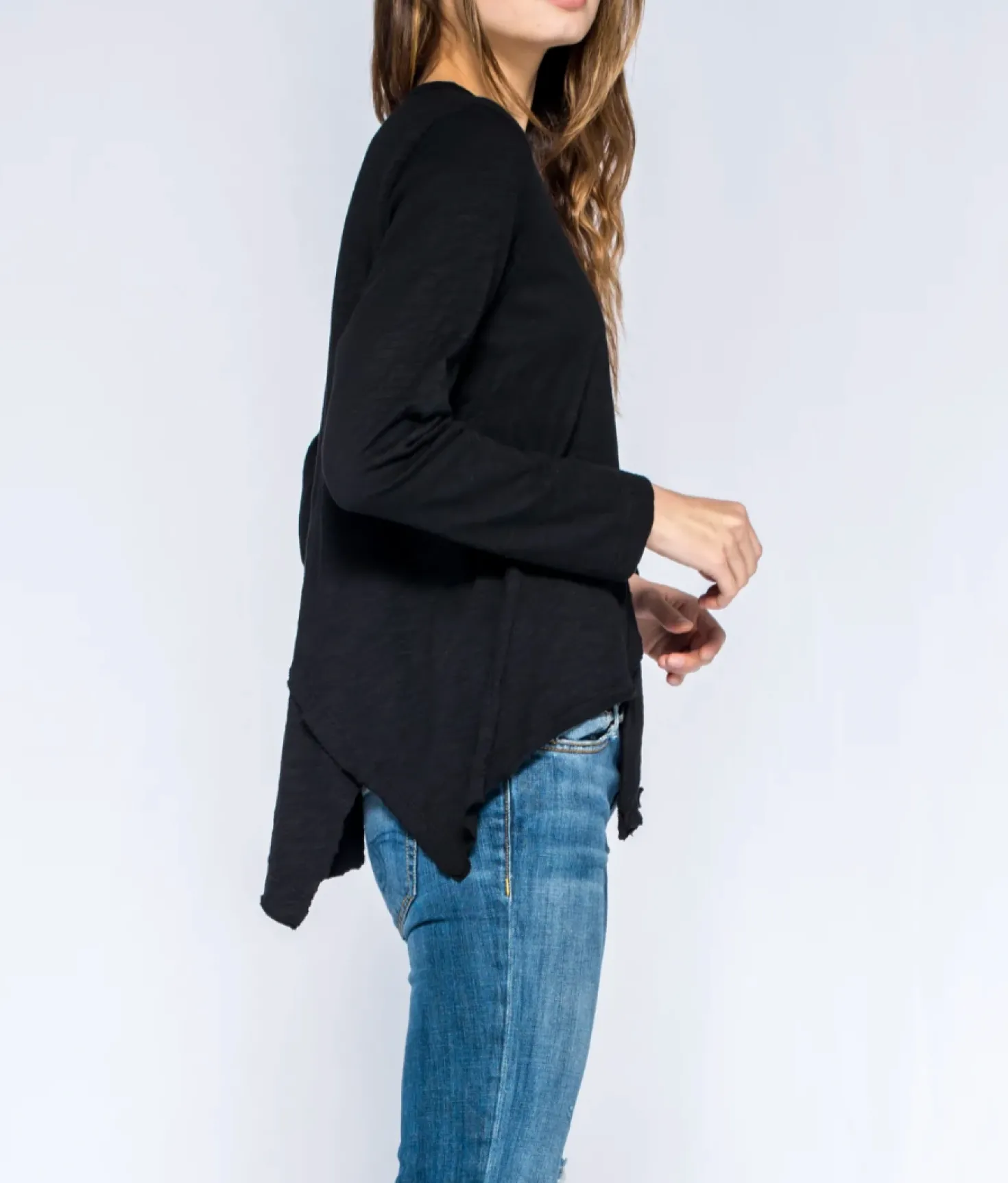 Wilt Round Neck Crossover Hem Lis Top In Black