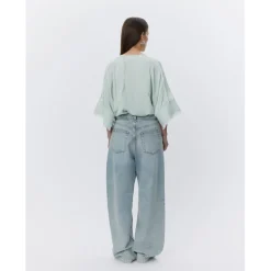 Zelie Green Lily Fringe Crepe Shirt