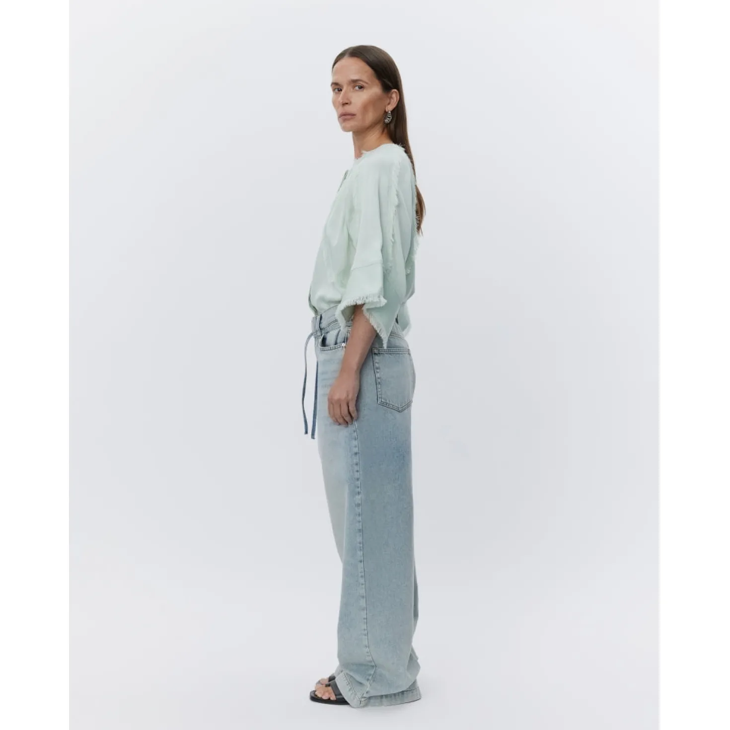 Zelie Green Lily Fringe Crepe Shirt